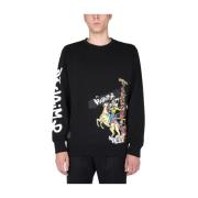 Disclaimer Crew Neck Sweatshirt med Serigrafiskt Tryck Black, Herr