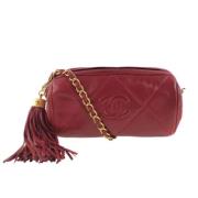 Chanel Vintage Begagnad Cross Body väska Red, Dam