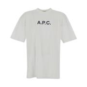 A.p.c. Mesh Bomull T-shirt med Mörkblå Logo White, Herr