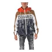 Dsquared2 Maxi Logo Sportjacka med Avtagbar Huva Brown, Herr