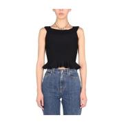 Alexander McQueen Stickade ruffles topp Black, Dam