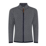 Skovhuus Jacquard Dragkedja Cardigan Blue, Dam