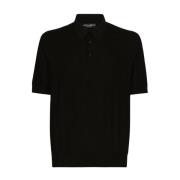 Dolce & Gabbana Vävd Logo Stickad Polo Black, Herr