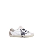 Golden Goose Glitter Star Heel Leather Sneakers White, Dam