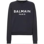 Balmain Blå bomullströja med logotryck Blue, Dam