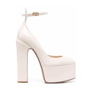 Valentino Garavani Ivory Patentläder Tan-Go Platform Pumps White, Dam