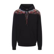 Marcelo Burlon Svart Grizzly Wings Hoodie för Män Black, Herr