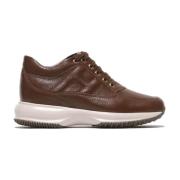 Hogan Brun Hammrad Läder Interactive Sneakers Brown, Dam