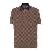 Balmain Mini monogram jacquard polo Brown, Herr