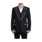 Dolce & Gabbana Svart utsmyckad ull 2-delad SICILIA-kostym Black, Herr