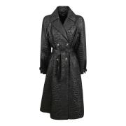 Versace Svart Trenchcoat med Ansvarsfullt Tyg Black, Dam