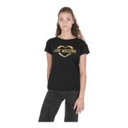 Love Moschino Svart Bomull Spandex T-Shirt Black, Dam
