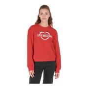 Love Moschino Röd Bomullssweatshirt med Inlay-detalj Red, Dam