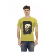 Trussardi Grön Bomull T-Shirt med Framsida Tryck Green, Herr