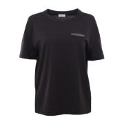 Brunello Cucinelli Kortärmad T-shirt med mässingsdetalj Black, Dam