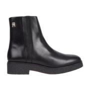 Tommy Hilfiger Svarta Crepe Ankelboots Black, Dam