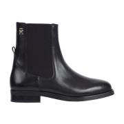 Tommy Hilfiger Svarta Läder Chelsea Ankelboots Black, Dam