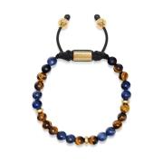 Nialaya Men's Beaded Bracelet with Dumortierite, Brown Tiger Eye and G...