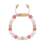 Nialaya Women's Beaded Bracelet with Pearl, Rose Quartz, Cherry Quartz...