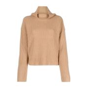 Ralph Lauren Ljusbrun Chunky Stickad Turtlenecktröja Beige, Dam