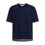 Marni Rutig Blå-Svart T-Shirt Blue, Herr