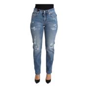 Dolce & Gabbana Blå Högmidjade Skinny Jeans Blue, Dam