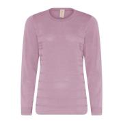 Skovhuus Strukturerad O-Neck Pullover Blus Pink, Dam