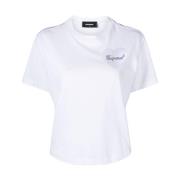 Dsquared2 Vita T-shirts och Polos med Hjärtmotiv White, Dam