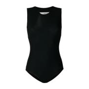 Maison Margiela Svart Ärmlös Stickad Bodysuit Black, Dam