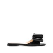 Mach & Mach Svart Läderplatt Sandal Black, Dam