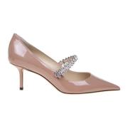 Jimmy Choo Nude Patentläder Kristall Mules Beige, Dam