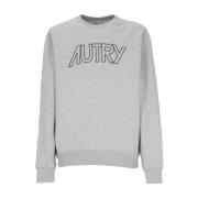 Autry Grå Bomullssweatshirt med Kontrasterande Logotyp Gray, Herr
