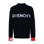 Givenchy Marinblåa Sweaters med Stjärnmönster Blue, Herr