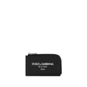 Dolce & Gabbana Logo-Print Dragkedja Plånbok Black, Herr