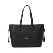 Love Moschino Svart Eco Läder Dragkedja Stängning Väska Black, Dam