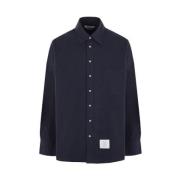 Thom Browne Blå Oversize Flanellskjorta med Logomärke Blue, Herr