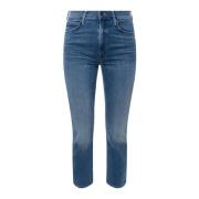 Mother Stretch bomull straight leg jeans Blue, Dam