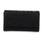 Amina Muaddi Svart Siden Satin Kristall Clutch Black, Dam