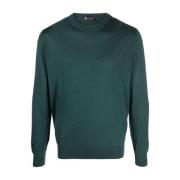 Colombo Lyxig Cashmere Sidenstickad Tröja Green, Herr