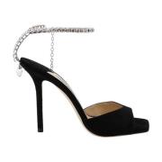 Jimmy Choo Svarta Mockasandaler med Justerbar Ankelrem Black, Dam