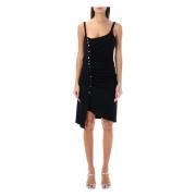 Paco Rabanne Svart Draperad Miniklänning Black, Dam