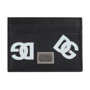 Dolce & Gabbana Svart läderkreditkortplånbok med DG-tryck Black, Herr