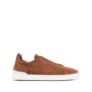 Ermenegildo Zegna Suede Triple Stitch Sneakers Brown, Herr