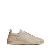 Ermenegildo Zegna Italienska Lädersneakers Beige, Herr