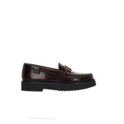 Tod's Burgundy Borstad Läder Moccasin Skor Brown, Dam