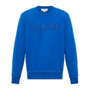 Alexander McQueen Sweatshirt med logotyp Blue, Herr