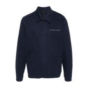 PS By Paul Smith Blå Stickad Jacka med Broderad Logotyp Blue, Herr