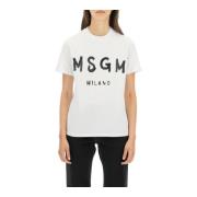 Msgm T-shirt med graffitilogotyp White, Dam