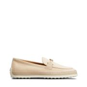 Tod's Beige Loafers med Spänne och Guldavslutningar Beige, Dam