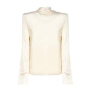 Saint Laurent Bomull Elastan Top Beige, Dam